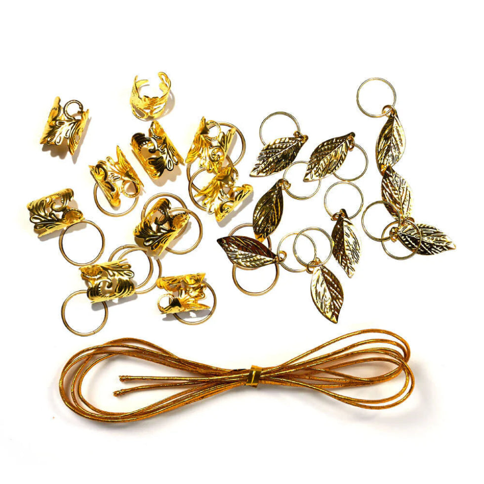 Red by Kiss Complete Style braid charm set metallic cuffs and rings accessories for braids