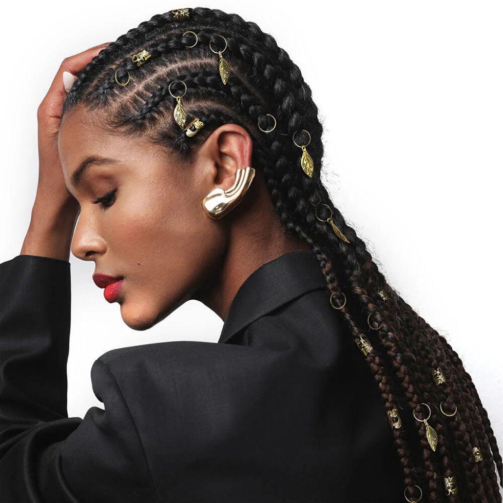 Red by Kiss Complete Style braid charm set metallic cuffs and rings accessories for braids