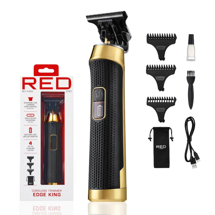 Red by Kiss DLC zero-gap cordless trimmer precision blade hair grooming tool box