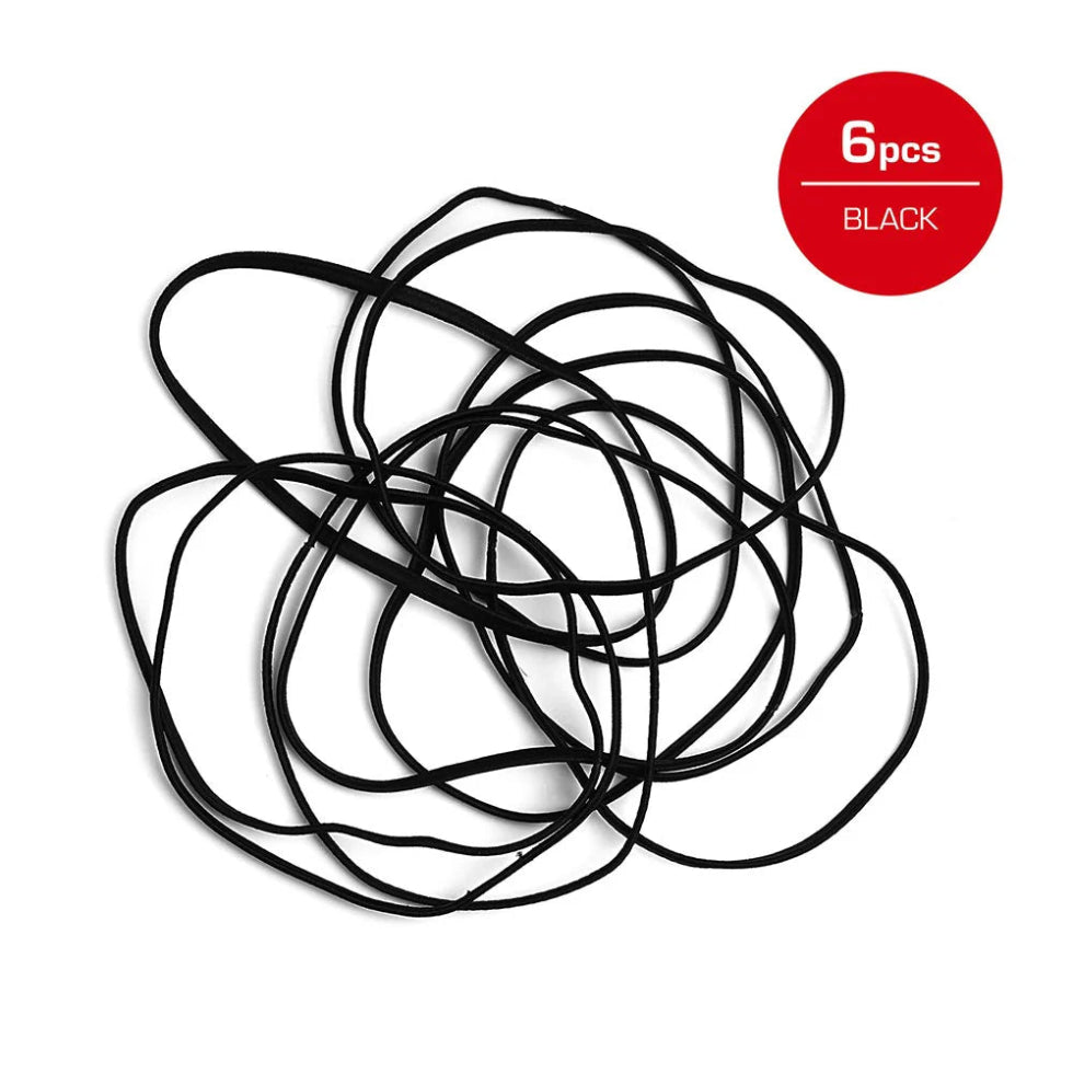 Red by Kiss 10mm Elastic Sport Headbands in Black, 6-pack.