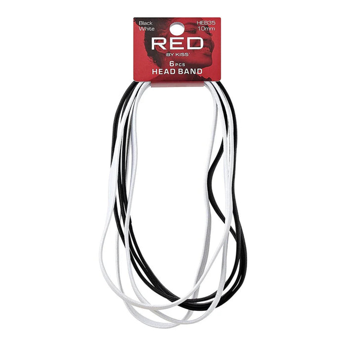 Red by Kiss 10mm Silicon Elastic Sport Headbands in Black, 6-pack.