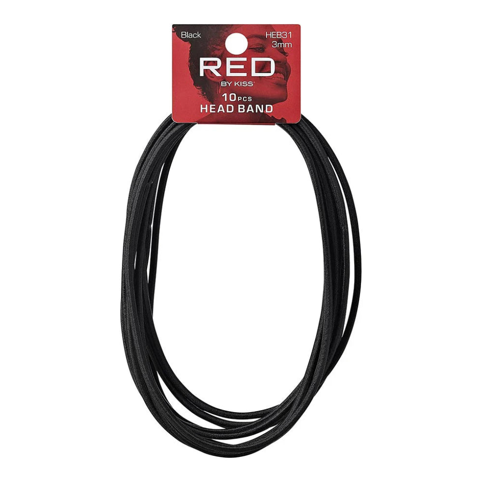 Red by Kiss 3mm Elastic Sport Headbands in assorted colours, 10-pack.