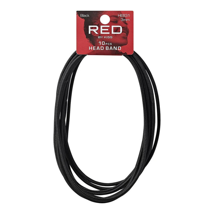 Red by Kiss 3mm Elastic Sport Headbands in assorted colours, 10-pack.