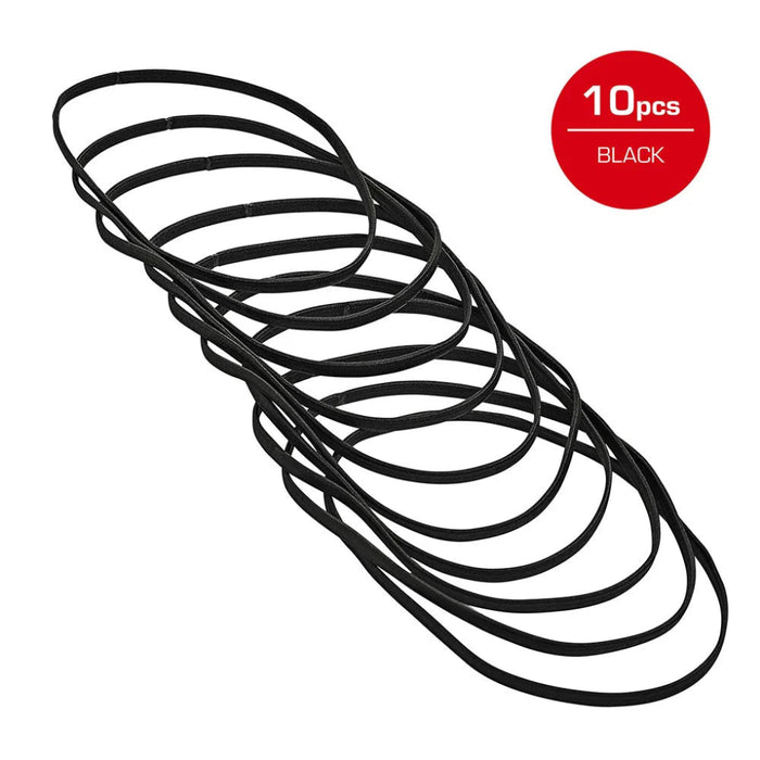 Red by Kiss 5mm Elastic Sport Headbands in Black, 10-pack.