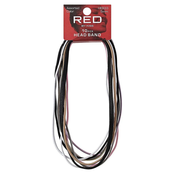 Red by Kiss Elastic Sport Headbands in assorted colours, 10-pack.