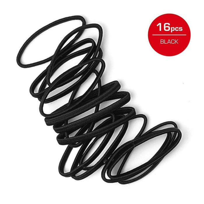 Red by Kiss flat elastic hair band 5mm black sixteen pack of metal free flat hair ties card