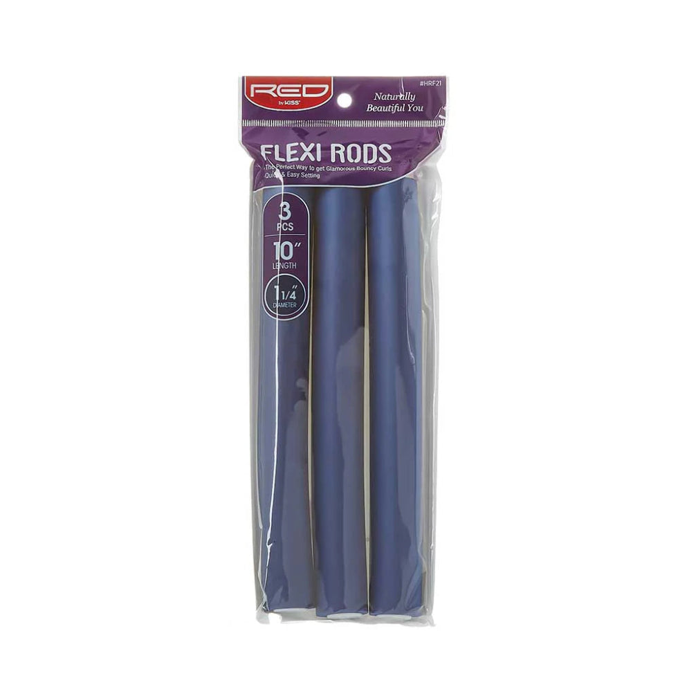 Red by Kiss flexi rods 10 inch blue flexible foam curling rollers for heatless spiral curls