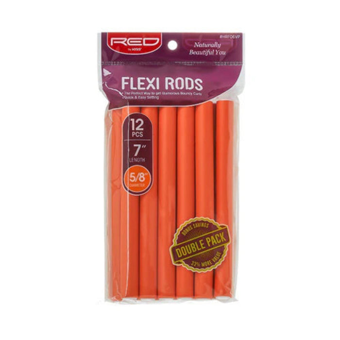 Red by Kiss flexi rods 7 inch flexible foam curling rollers 12 pack for heatless spiral curls