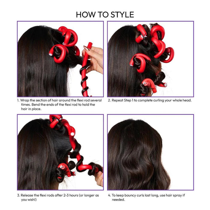 Red by Kiss flexi rods 7 inch flexible foam curling rollers 12 pack for heatless spiral curls