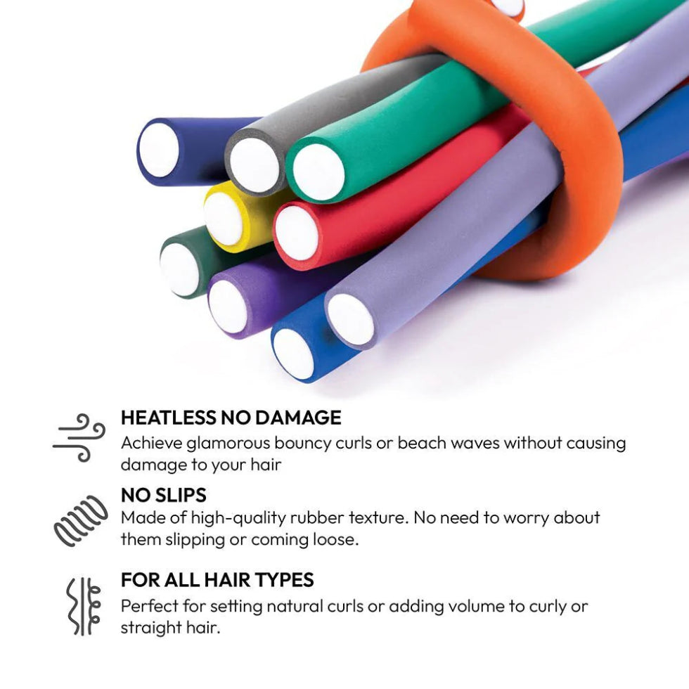 Red by Kiss flexi rods 7 inch flexible foam curling rollers 12 pack for heatless spiral curls