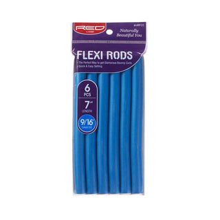 Red by Kiss flexi rods 7 inch blue flexible foam curling rollers 6 pack for heatless spiral curls