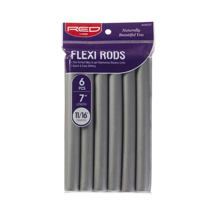 Red by Kiss flexi rods 7 inch gray flexible foam curling rollers 6 pack for heatless spiral curls