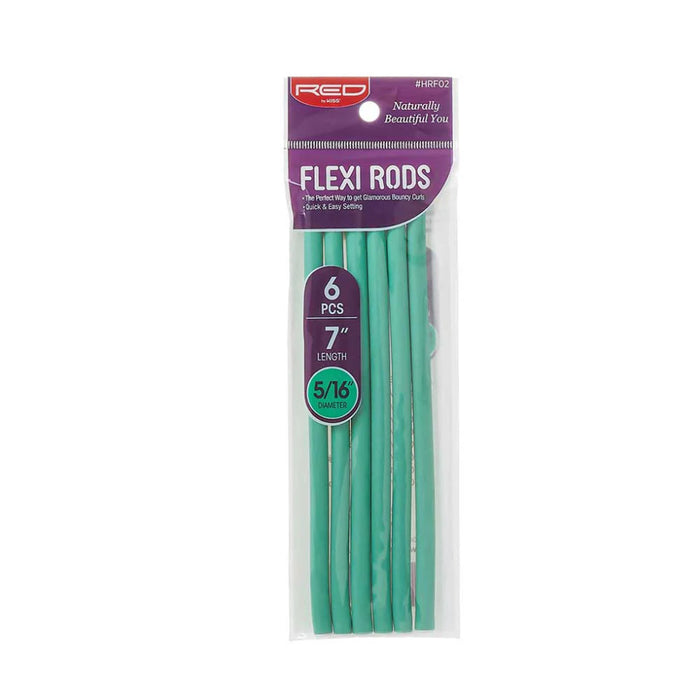 Red by Kiss flexi rods 7 inch green flexible foam curling rollers 6 pack for heatless spiral curls