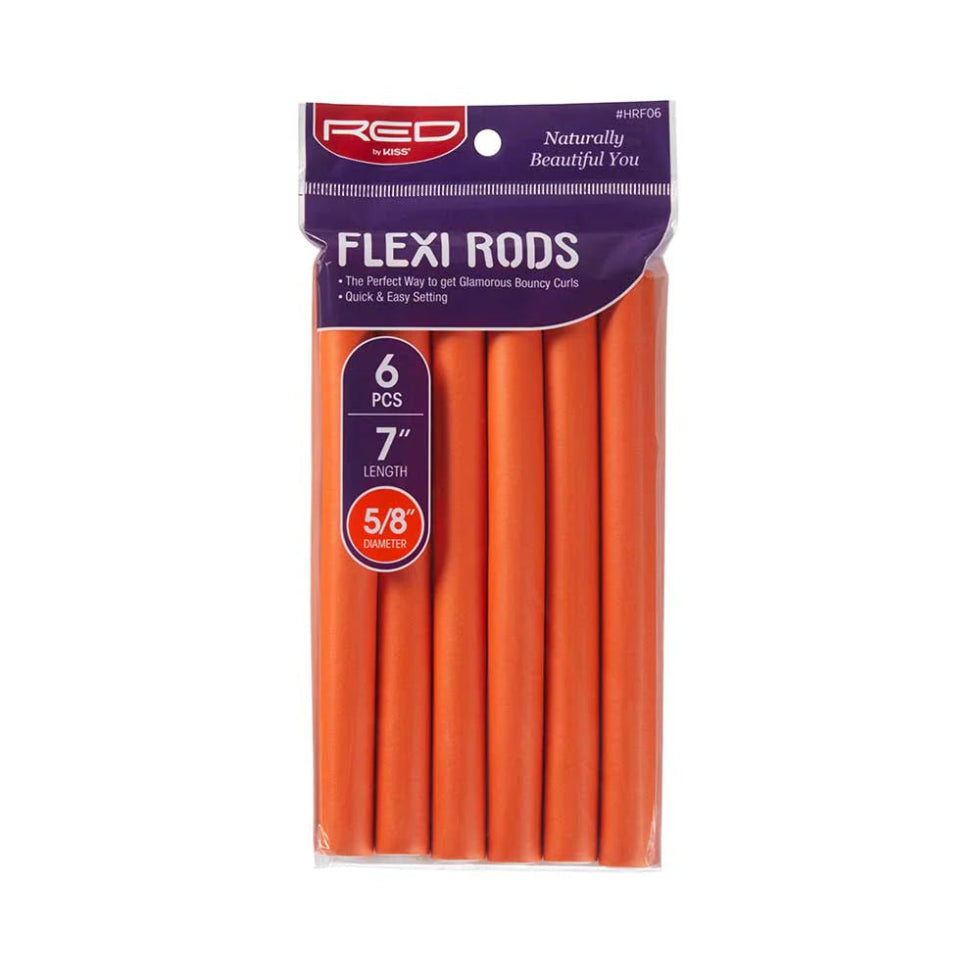 Red by Kiss flexi rods 7 inch orange flexible foam curling rollers 6 pack for heatless spiral curls