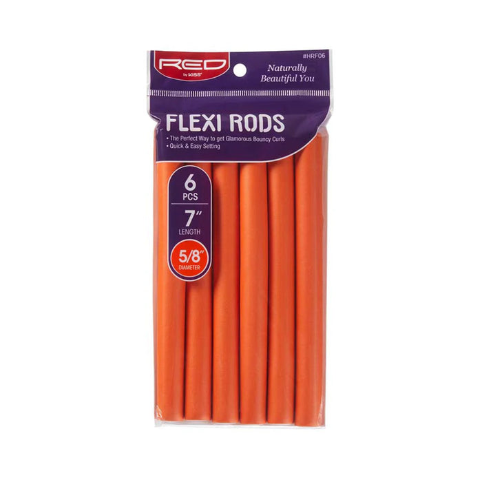 Red by Kiss flexi rods 7 inch orange flexible foam curling rollers 6 pack for heatless spiral curls