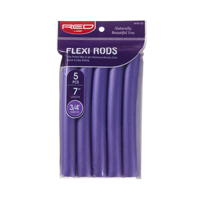 Red by Kiss flexi rods 7 inch purple flexible foam curling rollers 6 pack for heatless spiral curls