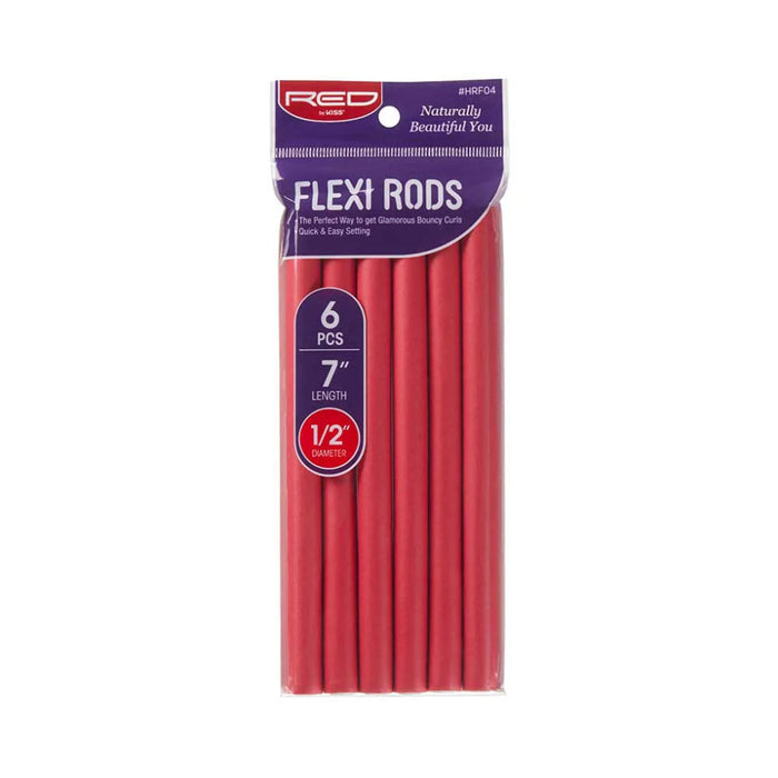 Red by Kiss flexi rods 7 inch red flexible foam curling rollers 6 pack for heatless spiral curls