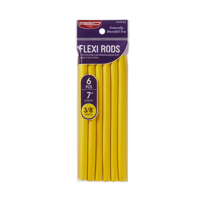 Red by Kiss flexi rods 7 inch yellow flexible foam curling rollers 6 pack for heatless spiral curls  