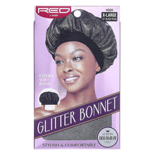 Red by Kiss Glitter Bonnet X-Large Jet Black Pearl holographic hair protection sleeping cap