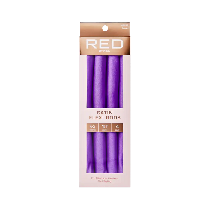 Red by Kiss satin flexi rods 10 inch purple flexible foam curling rollers 5 pack for heatless curls