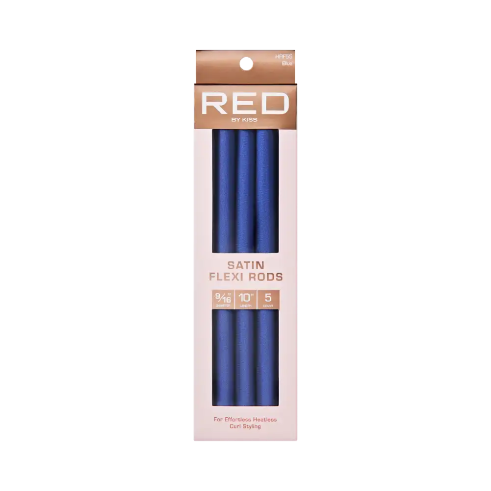 Red by Kiss satin flexi rods blue flexible foam curling rollers pack for heatless curls