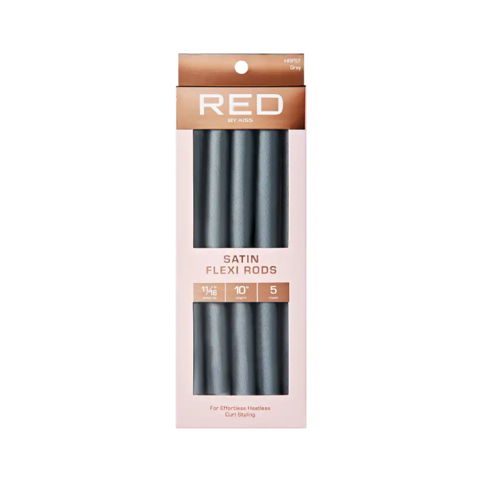 Red by Kiss satin flexi rods gray flexible foam curling rollers pack for heatless curls