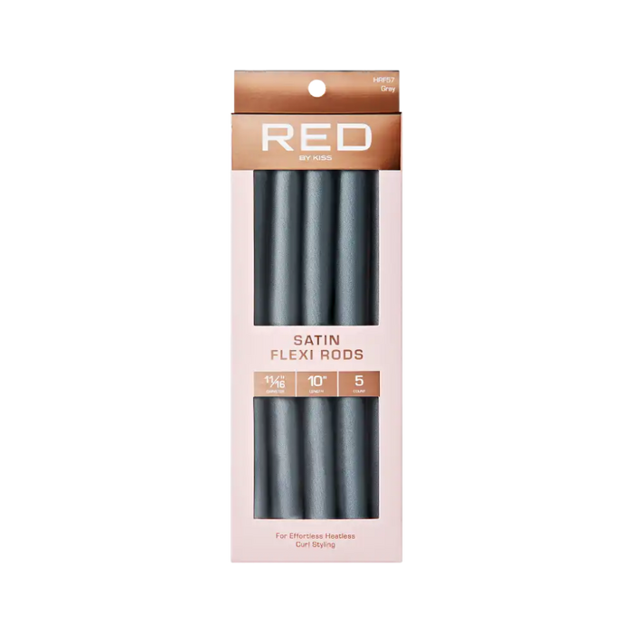 Red by Kiss satin flexi rods gray flexible foam curling rollers pack for heatless curls