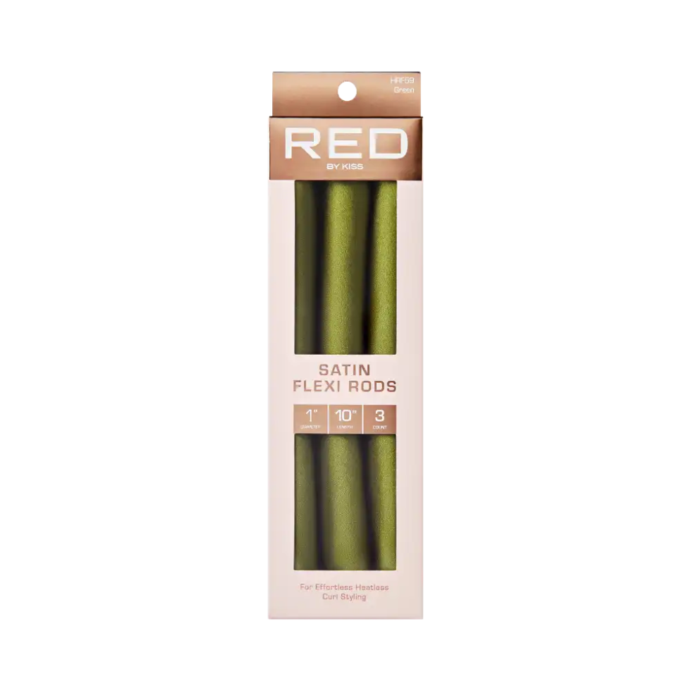 Red by Kiss satin flexi rods green flexible foam curling rollers pack for heatless curls