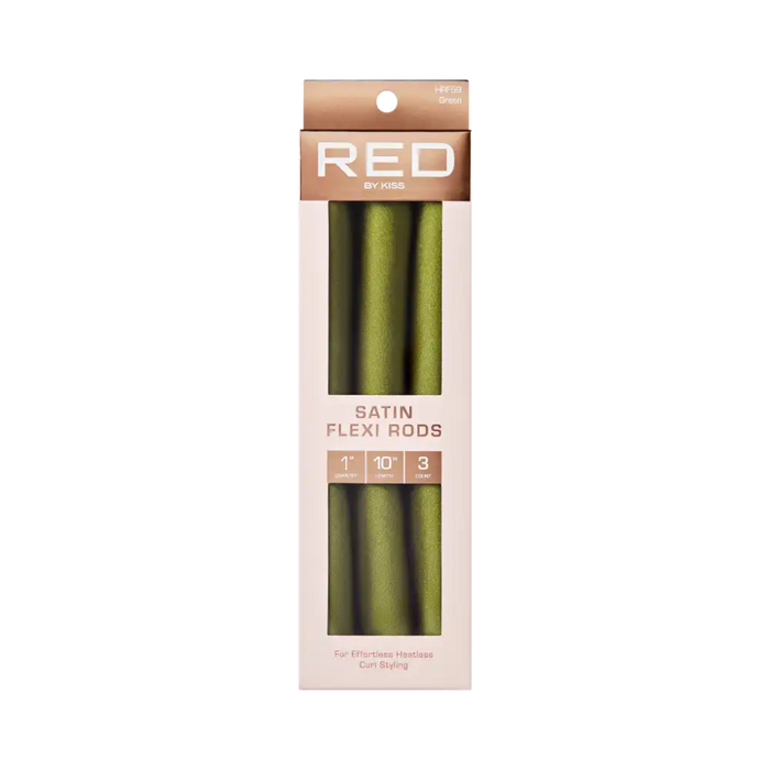 Red by Kiss satin flexi rods green flexible foam curling rollers pack for heatless curls