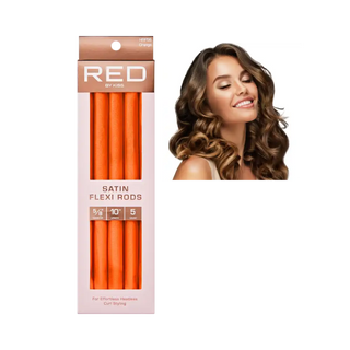 Red by Kiss satin flexi rods orange flexible foam curling rollers pack for heatless curls