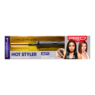 Red by Kiss Hot Styler Curved Teeth Pressing Comb | Thermal Straightening Comb