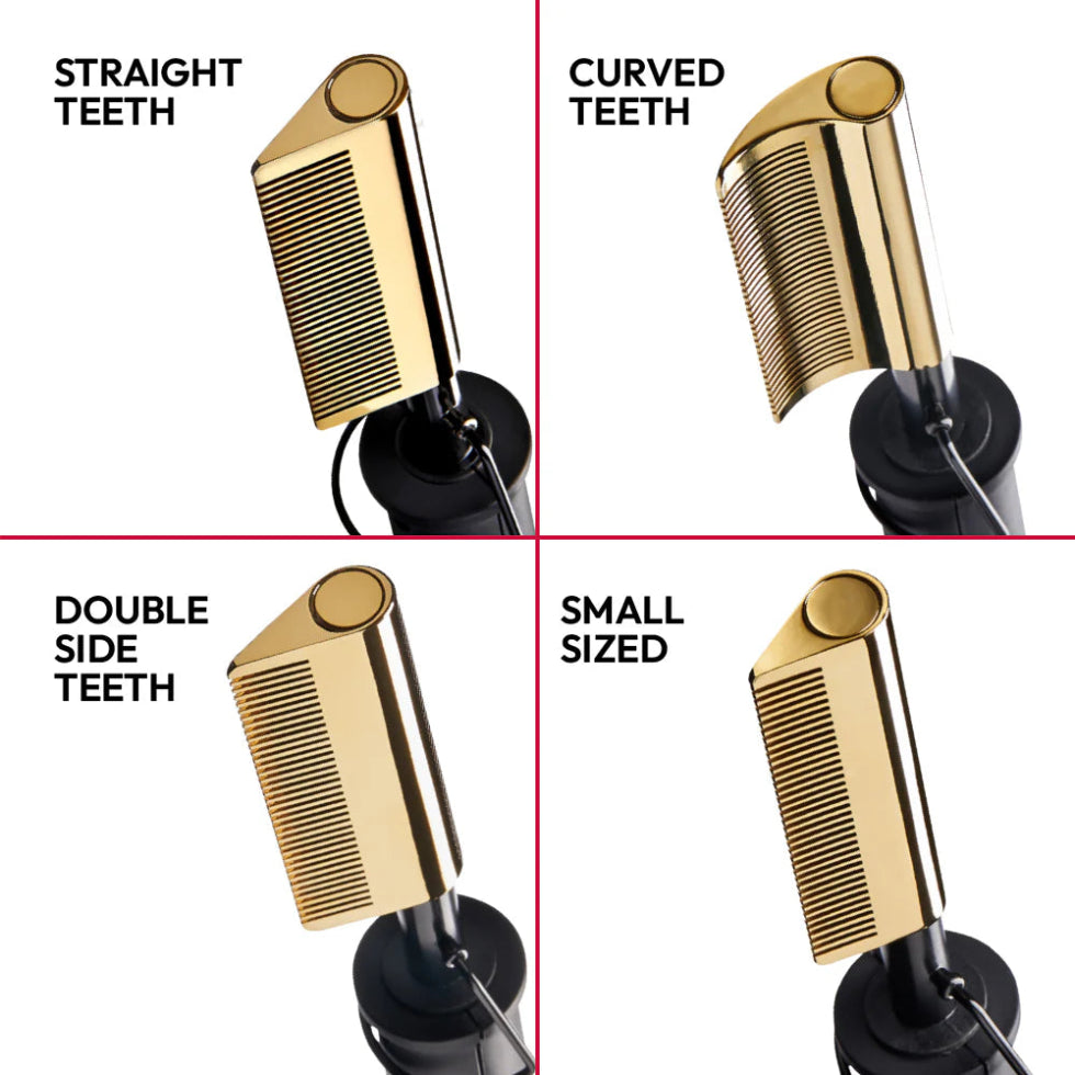 Red by Kiss hot styler curved teeth pressing comb for professional root straightening