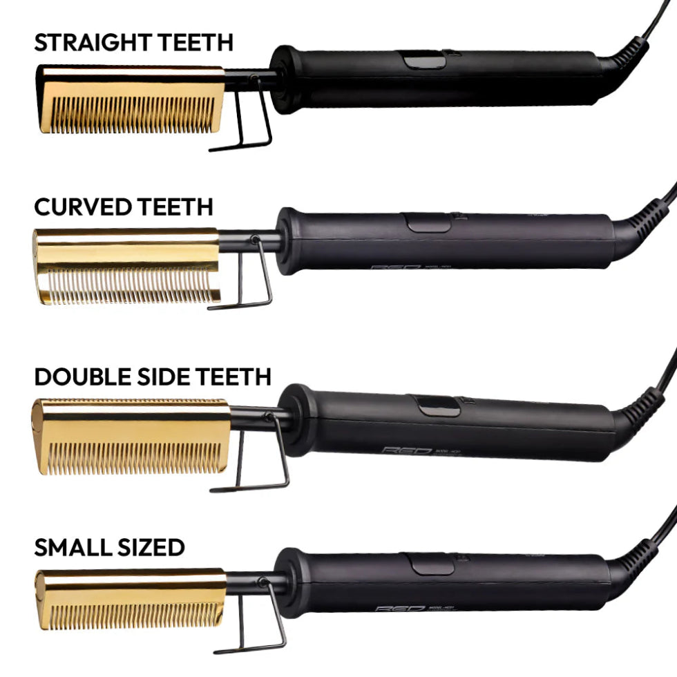 Red by Kiss hot styler double side teeth pressing comb for professional root straightening