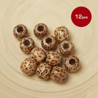 Red by Kiss jumbo leopard pattern wood hair beads 12pcs pack wide hole accessories for braids