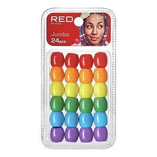 Red by Kiss jumbo wood hair beads 24pcs pack colored wide hole accessories for braids