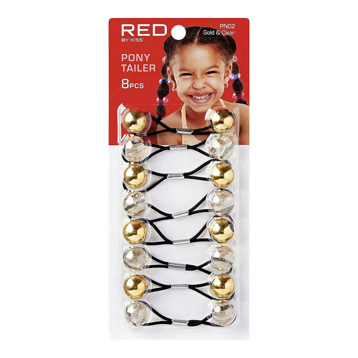 Red by Kiss Kids hair balls ponytailer 8pcs pack classic twin bead children hair bobbles