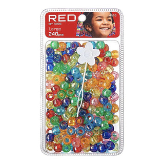 Red by Kiss Large Hair Beads 240pcs jumbo pack wide hole accessories for braids and ponytails