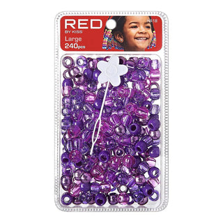 Red by Kiss Large Hair Beads 240pcs jumbo pack wide hole accessories for braids and ponytails