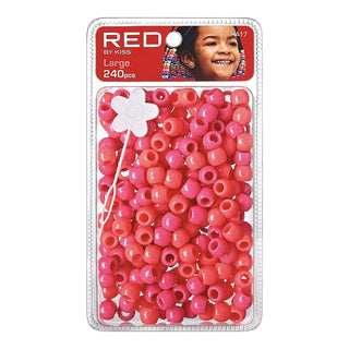 Red by Kiss Large Hair Beads 240pcs jumbo pack wide hole accessories for braids and ponytails