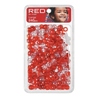 Red by Kiss Large Hair Beads 240pcs jumbo pack wide hole accessories for braids and ponytails