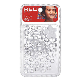 Red by Kiss Large Hair Beads 60pcs pack wide hole accessories for braids and ponytails