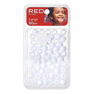 Red by Kiss Large Hair Beads 60pcs pack wide hole accessories for braids and ponytails