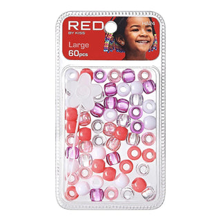Red by Kiss Large Hair Beads 60pcs pack wide hole accessories for braids and ponytails