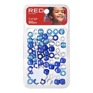 Red by Kiss Large Hair Beads 60pcs pack wide hole accessories for braids and ponytails