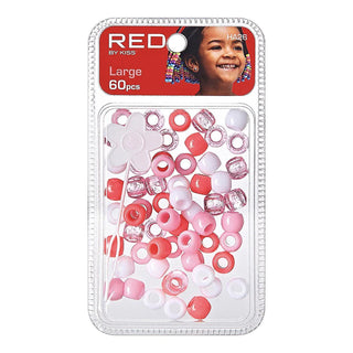 Red by Kiss Large Hair Beads 60pcs pack wide hole accessories for braids and ponytails