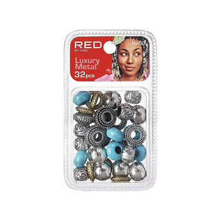 Red by Kiss Luxury Metal Hair Beads 32pcs pack metallic polished accessories for braids