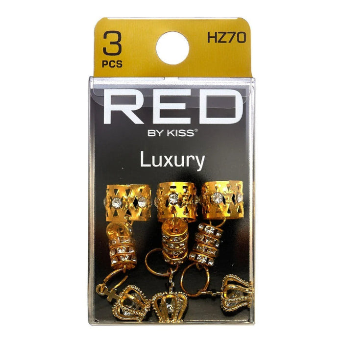 Red by Kiss Luxury Style braid charm set HZ70 metallic cuffs and rings accessories for braids