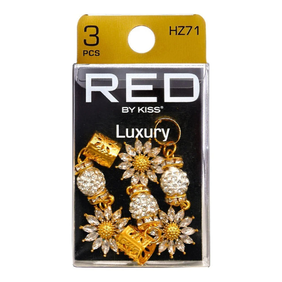 Red by Kiss Luxury Style braid charm set HZ71 metallic cuffs and rings accessories for braids