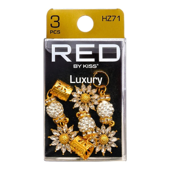 Red by Kiss Luxury Style braid charm set HZ71 metallic cuffs and rings accessories for braids