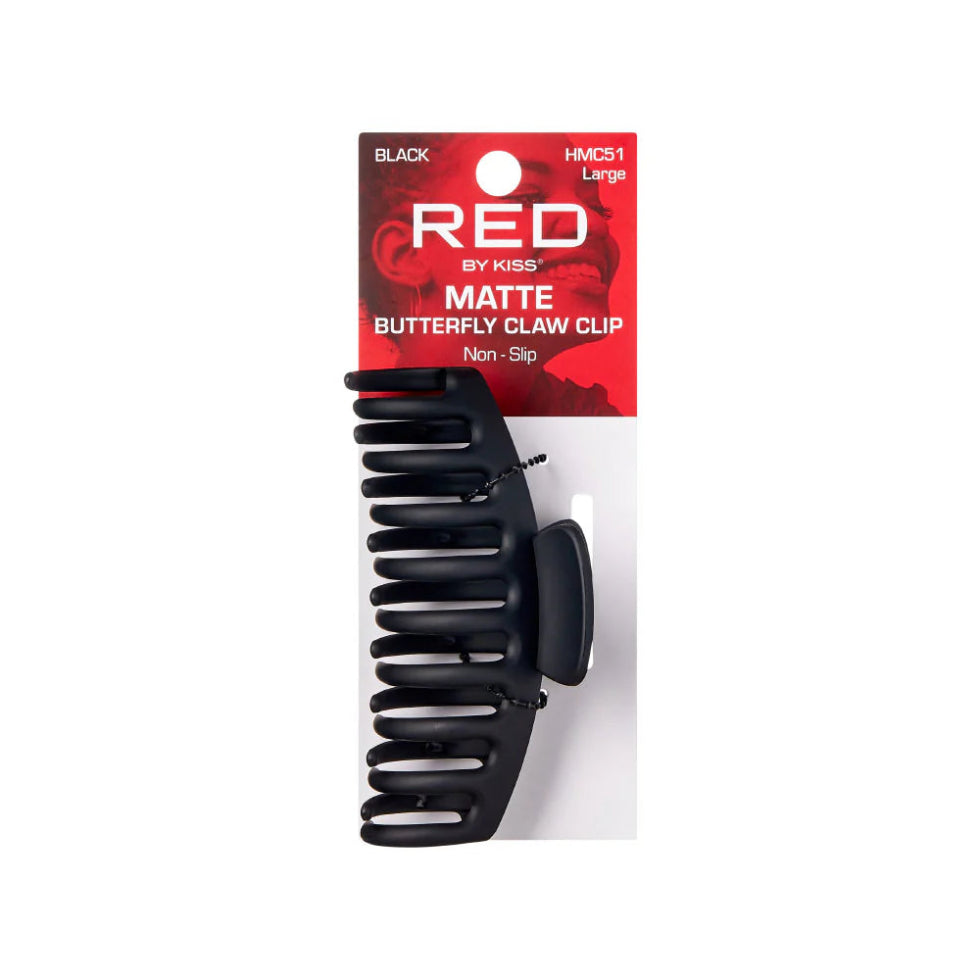 Red by Kiss matte butterfly claw clip large size with sturdy spring for secure hairstyle updo hold.